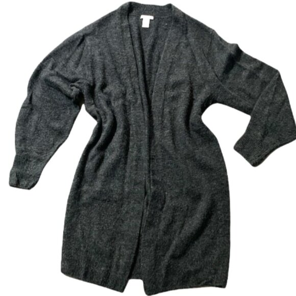H&M Gray Knit Longline Open Cardigan Sz XS #181C - Picture 2 of 6